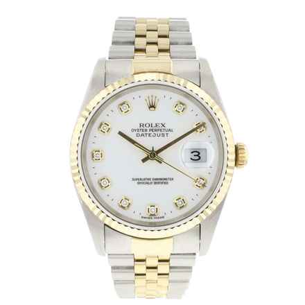  Rolex Datejust 36 Steel/Gold Jubilee White Diamond Dial 