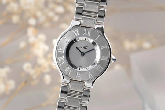  Cartier 21 Must de Cartier Edelstahl Damenuhr Saphirglas Ref. W10110T2 Klassiker 