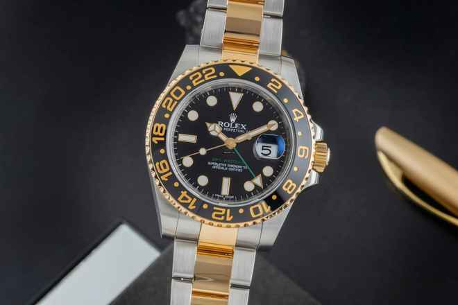  Rolex GMT-Master II Stahl / Gold Automatik Herrenuhr Ref. 116713LN B&P 2011 