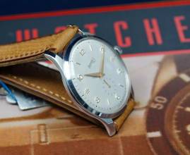 Thumbnail von Eberhard & Co. NOS 1950'S OVERSIZE STEEL 38MM CALATRAVA RARE VINTAGE