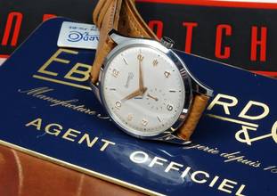 Thumbnail von Eberhard & Co. NOS 1950'S OVERSIZE STEEL 38MM CALATRAVA RARE VINTAGE