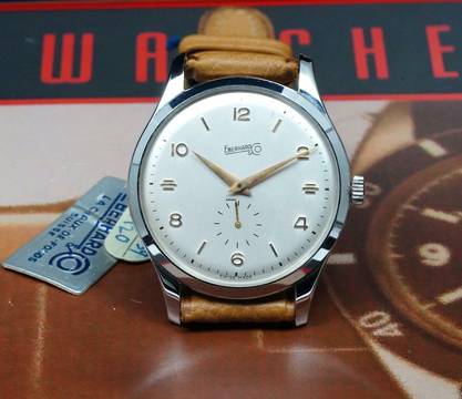  Eberhard & Co. NOS 1950'S OVERSIZE STEEL 38MM CALATRAVA RARE VINTAGE 