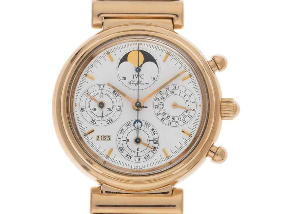  IWC Da Vinci Perpetual Calendar Kalender Ref.3750 1998 Full Set wie Neu Vintage Da Vinci Perpetual Kalender 18kt Roségold Saphirglas 
