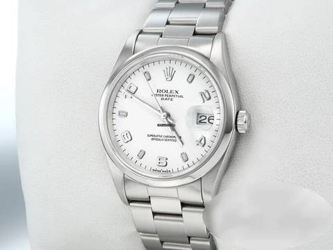 Rolex Oyster Perpetual Date 34mm Edelstahl 15200 2003 Damen Herren Stahl Stainless Steel Oyster-band Chronometer White Dial 