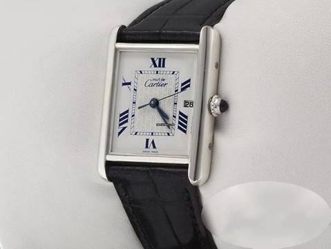  Cartier Tank Must Großes Modell 2002 Silber 925 Lederband W1014154 Damen Herren 