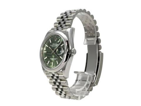  Rolex Datejust 36 Oystersteel Ref. 126200 Olivgrün Palmenmuster Jubile-Band 