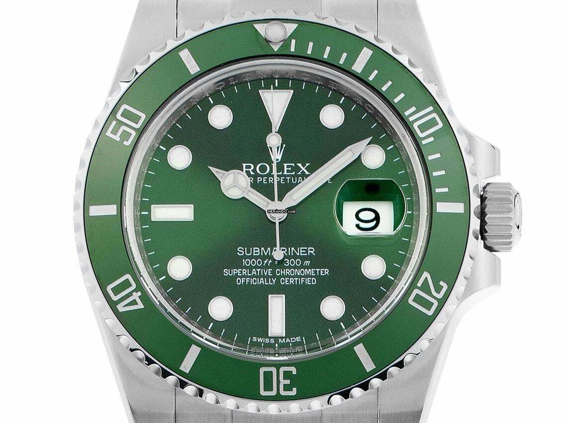  Rolex Submariner Date LV Hulk Ref.116610LV 2016 LC 100 Full Set wie Neu Vintage Submariner Date LV Hulk 
