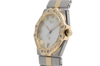 Thumbnail von Chopard St. Moritz Stahl / Gold MOP Diamanten Medium Size Ref. 8023 B&P 1985 Klassiker