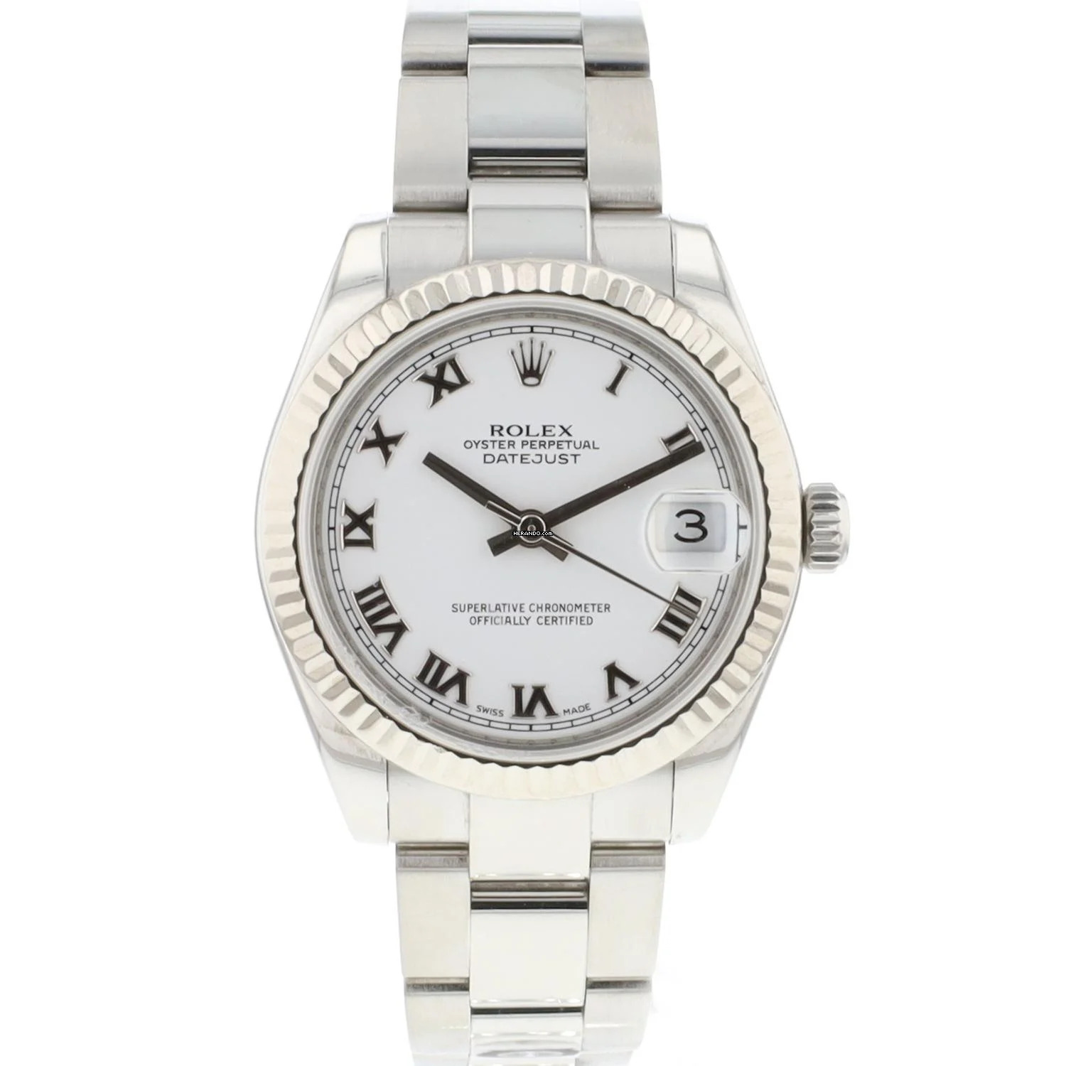  Rolex Datejust 31 Oyster White Roman Dial 