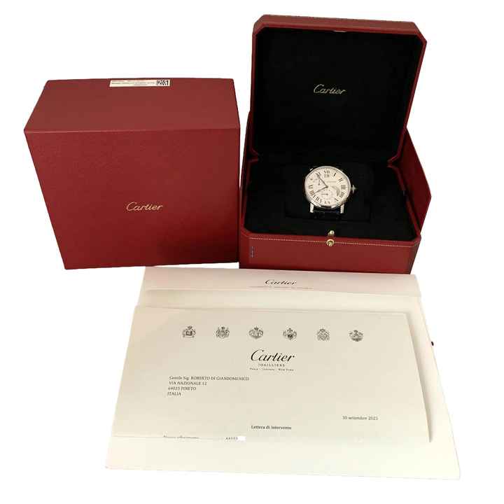  Cartier Rotonde de Cartier 42MM GMT Retrograde 3773 silver dial 