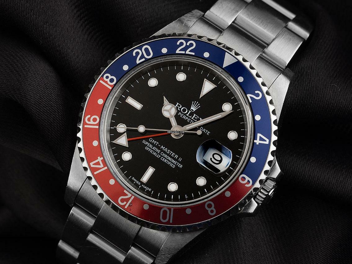 Rolex GMT-Master II Pepsi No Hole Ref.16710 2006 Full Set Unpoliert Vintage GMT Master II Pepsi Stick Dial no Hole Faded
