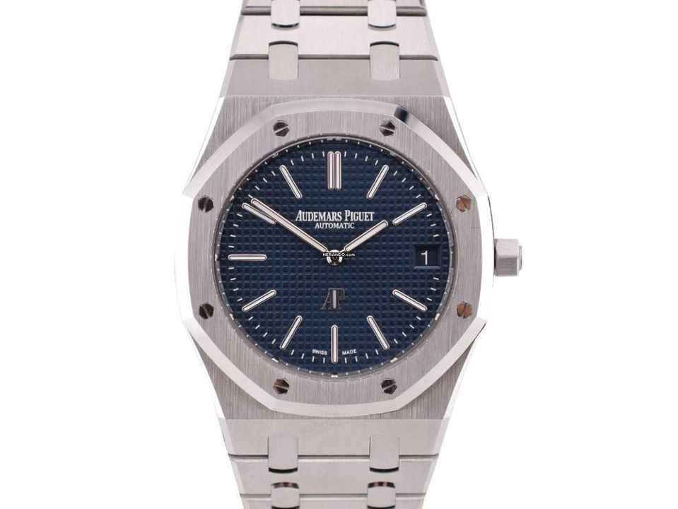  Audemars Piguet Royal Oak Jumbo 16202st Jumbo Blue Dial 50 Anniversario New Full Set 