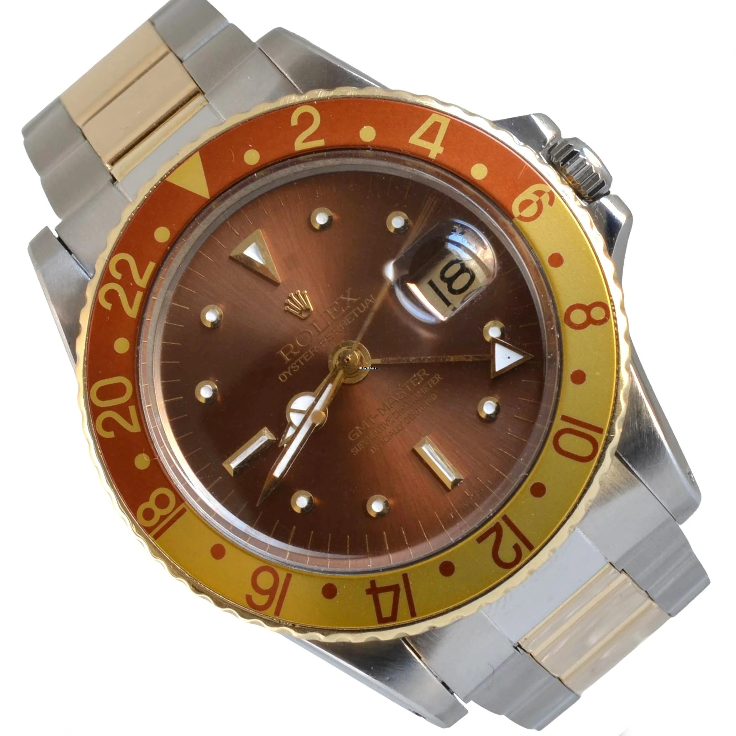  Rolex GMT-Master 1675 Brown Rootbeer Tiger Eye Nipple dial 1971 Full Set 