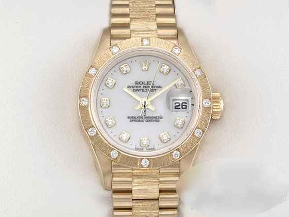  Rolex Lady-Datejust 26mm Gelbgold 750 2000 Diamanten Automatik 18kt Yellow Gold Damen President-band Chronometer Oyster White Dial 