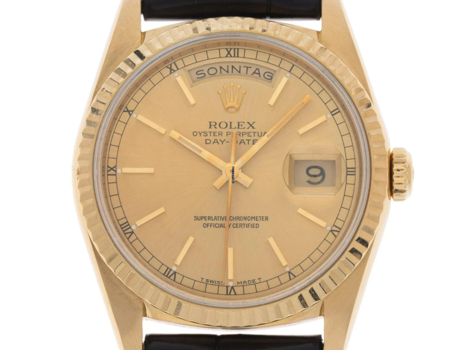 Rolex Day-Date 36 Ref.18238 1991 Full Set sehr gut Vintage Day-Date 18kt Gelbgold Krokoleder