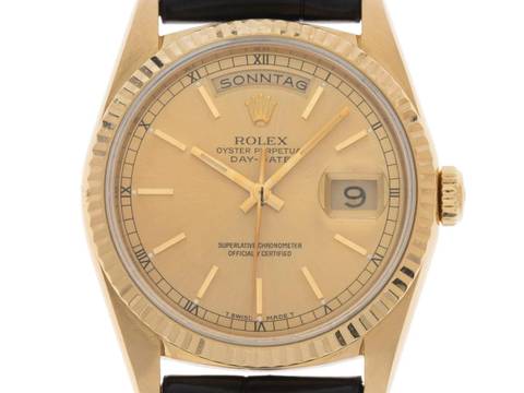  Rolex Day-Date 36 Ref.18238 1991 Full Set sehr gut Vintage Day-Date 18kt Gelbgold Krokoleder 