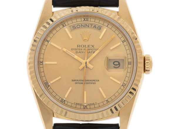  Rolex Day-Date 36 Ref.18238 1991 Full Set sehr gut Vintage Day-Date 18kt Gelbgold Krokoleder 