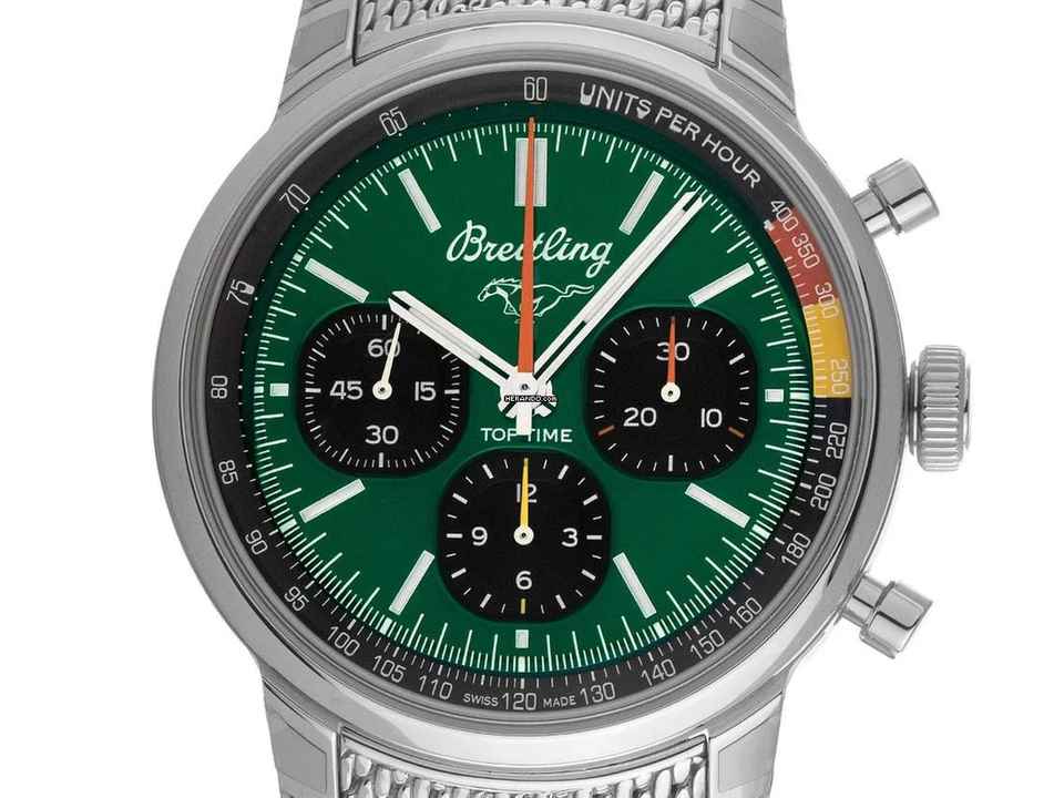  Breitling Top Time Ford Mustang Ref.AB01762A1L1A1 2025 Full Set Ungetragen Top Time Ford Mustang Green Dial 