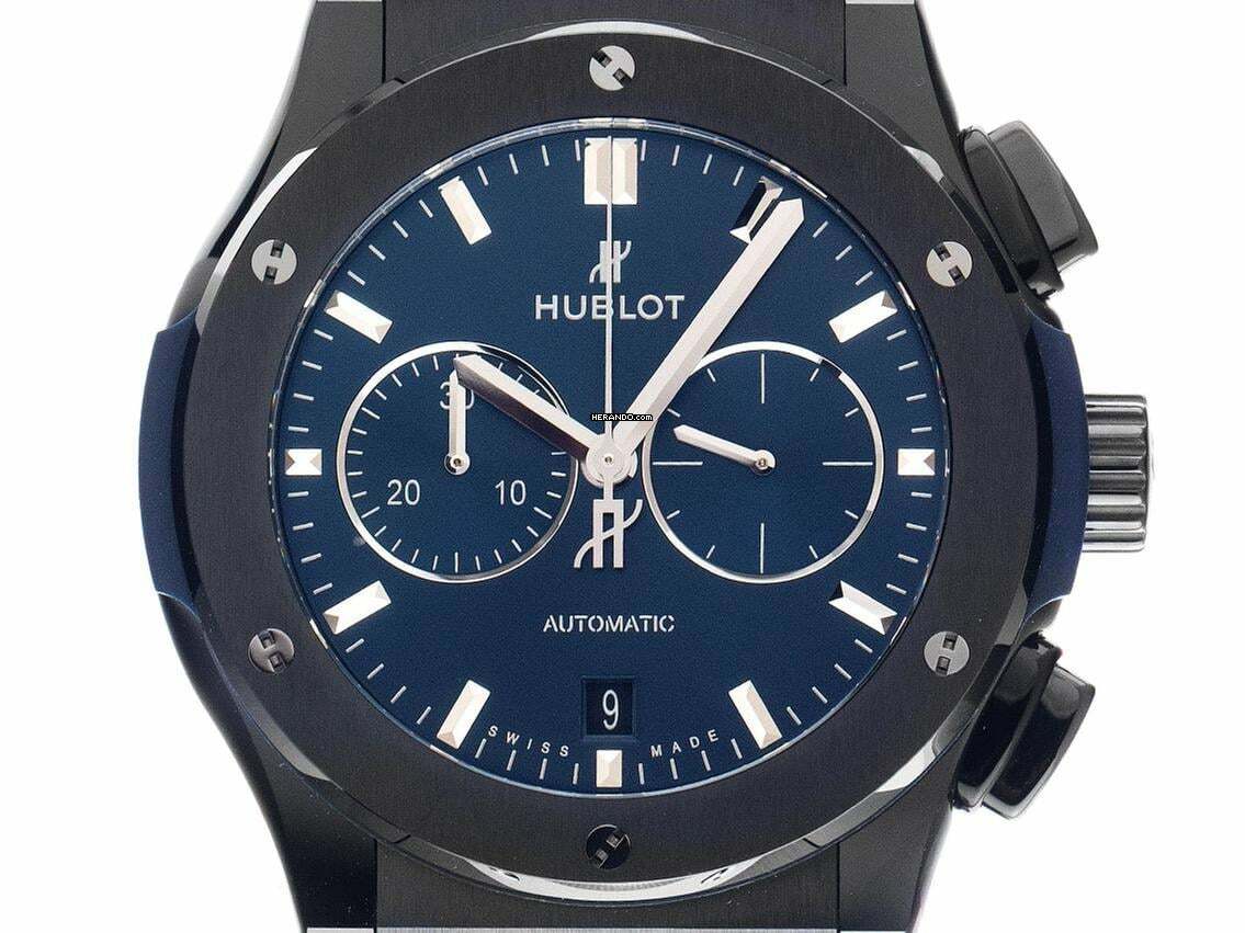  Hublot Classic Fusion Chronograph Ceramic Blue Ref.541.CM.7170.RX 2025 Full Set Ungetragen Classic Fusion Ceramic Blue Faltschließe 