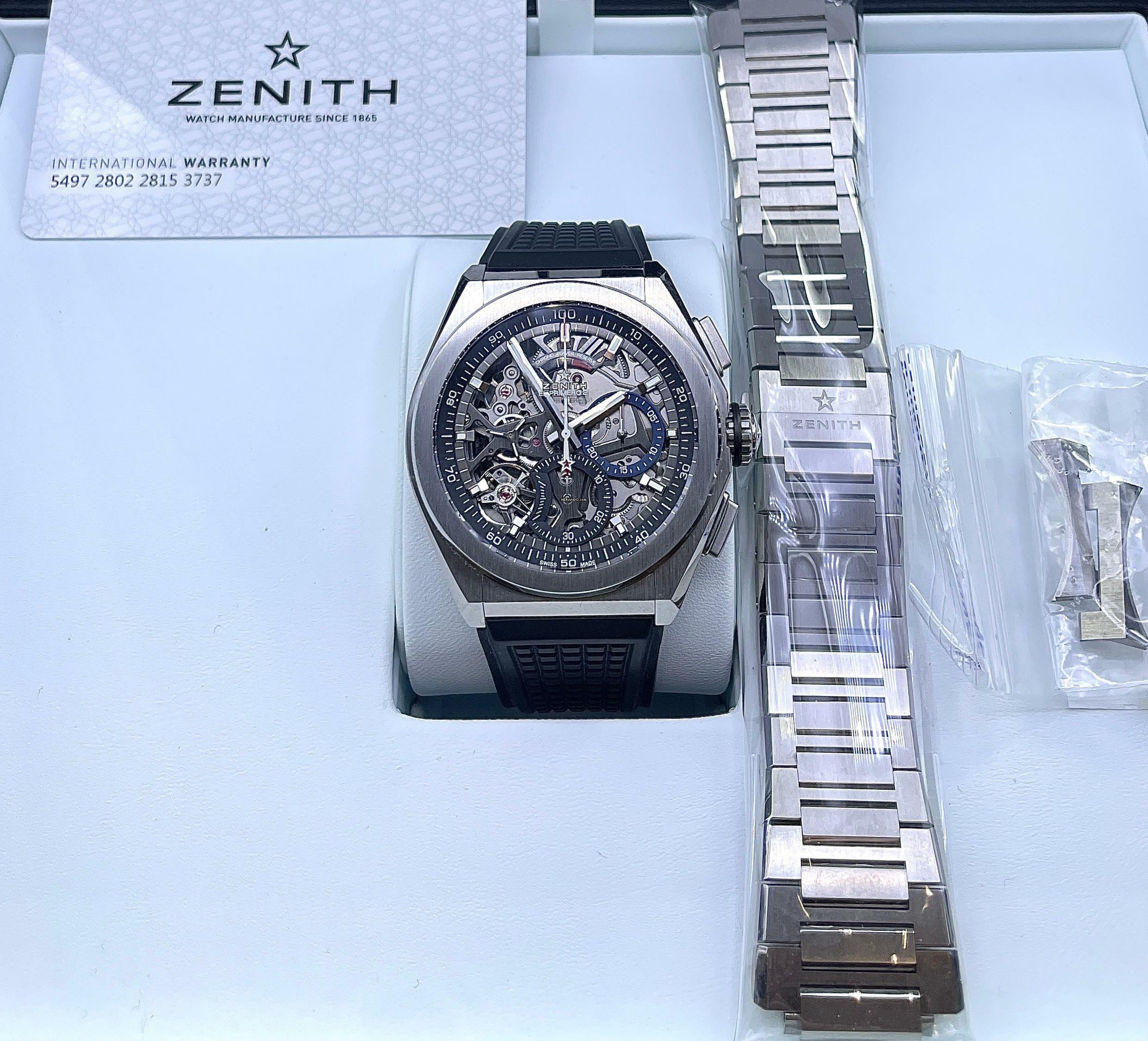  Zenith Defy El Primero 21 FULL SET WITH BOX AND PAPERS like NEW year:2022 / 2 Straps 