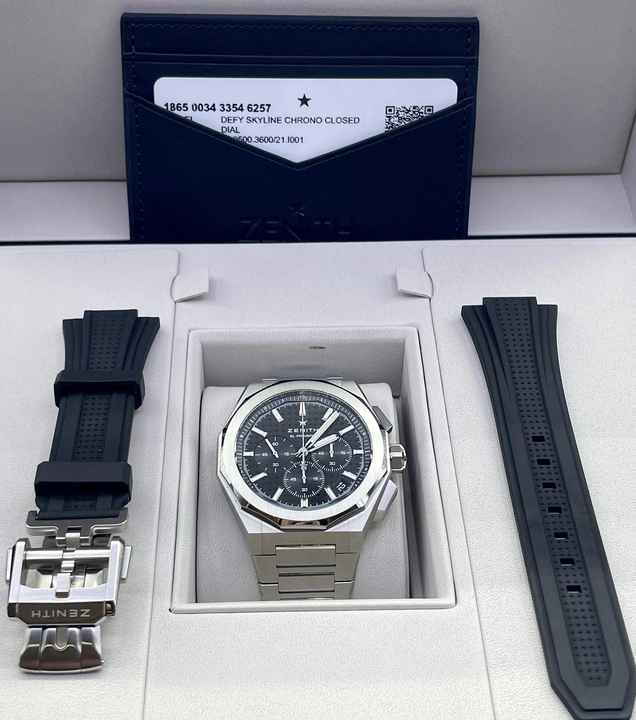  Zenith Defy Skyline Chrono FULL SET - BOX AND PAPERS NEW year:2025 Black Dial 2 Straps 