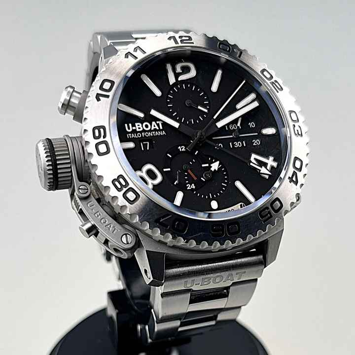  U-Boat Doppiotempo Chrono SS 46 mm 9016 MT Stahlgehäuse Stahl Kautschuk und Lederarmband Full Set Erstkauf 04/2019 Originalzustand nicht poliert 