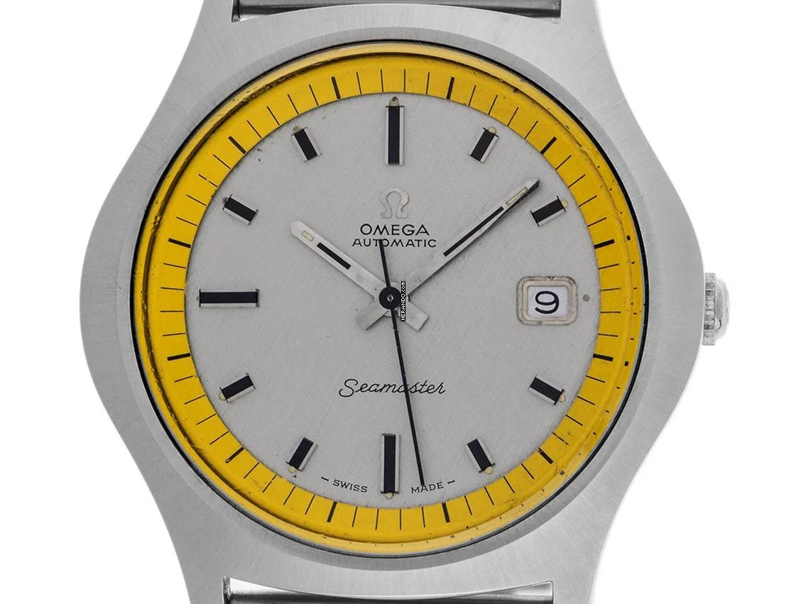 Omega Seamaster Big Yellow Ref.166.066 1969 original Box sehr gut Vintage Seamaster Big Yellow