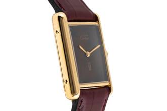 Thumbnail von Cartier Tank Vermeil LC GM Wood Spiderweb Dial Handaufzug Medium Size Ref. 6