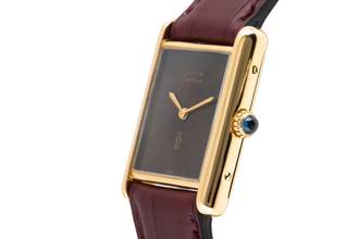 Thumbnail von Cartier Tank Vermeil LC GM Wood Spiderweb Dial Handaufzug Medium Size Ref. 6