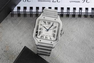 Thumbnail von Cartier Santos Stahl Automatik Herrenuhr Medium WSSA0010 B&P 2018