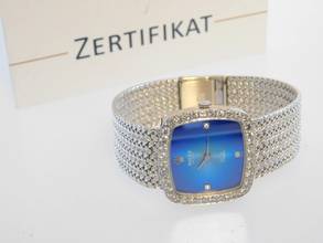 Thumbnail von Rolex Cellini 18 Karat Weißgold Rolex Cellini Skylight Herrenuhr mit orig Brilantbesatz 30 x 29 mm blaues Degradee Blatt im Traumzustand