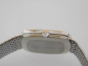 Thumbnail von Rolex Cellini 18 Karat Weißgold Rolex Cellini Skylight Herrenuhr mit orig Brilantbesatz 30 x 29 mm blaues Degradee Blatt im Traumzustand