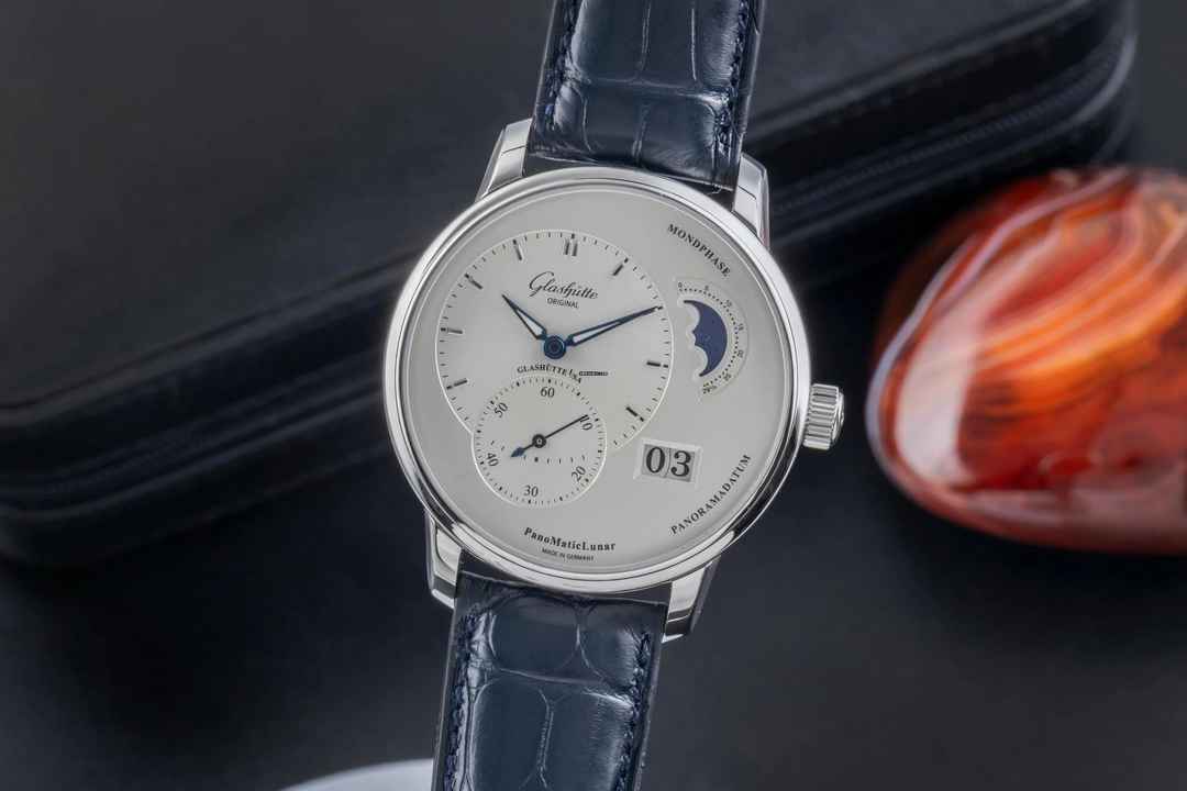  Glashütte Original PanoMaticLunar Stahl Automatik Herrenuhr Ref 1-90-02-42-32-01 Papiere 