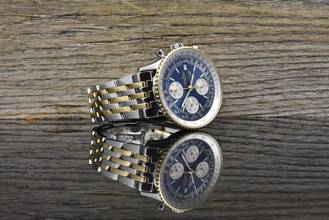 Thumbnail von Breitling Old Navitimer D13022 Blue Dial Stahl Gold very Nice Vintage B&P 1995