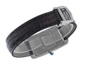 Thumbnail von Cartier Tank Américaine Ref.2489 2002 Full Set wie Neu Vintage Tank Americaine PM Kleines Modell 18kt Weißgold Krokoleder Faltschließe