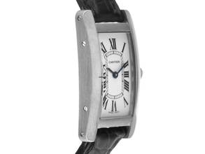 Thumbnail von Cartier Tank Américaine Ref.2489 2002 Full Set wie Neu Vintage Tank Americaine PM Kleines Modell 18kt Weißgold Krokoleder Faltschließe
