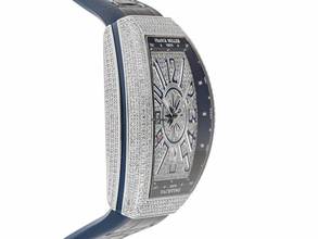 Thumbnail von Franck Muller Vanguard Blue Yachting Ref.V45SCDT 2021 Full Set Neu Vanguard Blue Yachting Diamanten 12,00ct Kautschuk Krokoleder Faltschließe