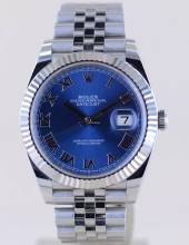 Thumbnail von Rolex Datejust 41 Stahl Jubiléband Azzuro blue roman Dial 41mm B+P Top