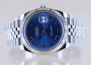 Thumbnail von Rolex Datejust 41 Stahl Jubiléband Azzuro blue roman Dial 41mm B+P Top