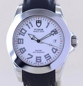  Tudor Prince Date Classic Lederband white Dial Stahl 39mm B+P rar 