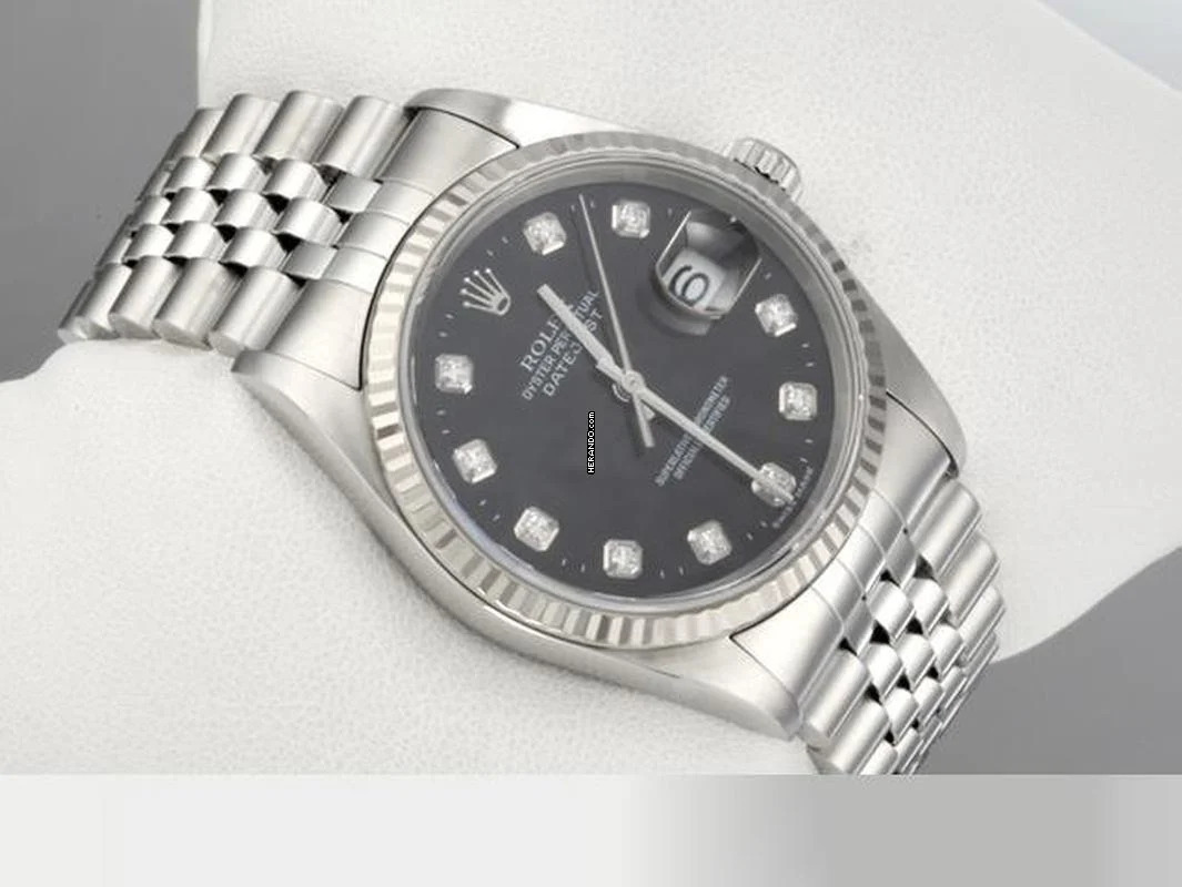  Rolex Datejust 36 36mm 16234 2004 Stahl Weissgold 750 Diamanten Automatik Stainless Steel 18kt White Gold Jubilé-band Chronometer Oyster Black Dial 