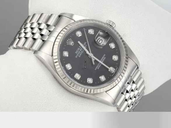  Rolex Datejust 36 36mm 16234 2004 Stahl Weissgold 750 Diamanten Automatik Stainless Steel 18kt White Gold Jubilé-band Chronometer Oyster Black Dial 