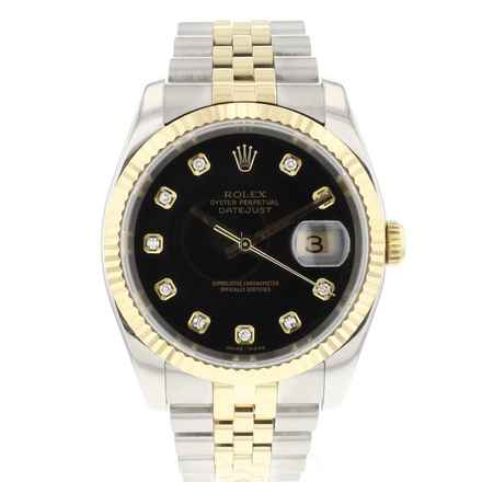  Rolex Datejust 36 Steel/Gold Black Diamond Dial 