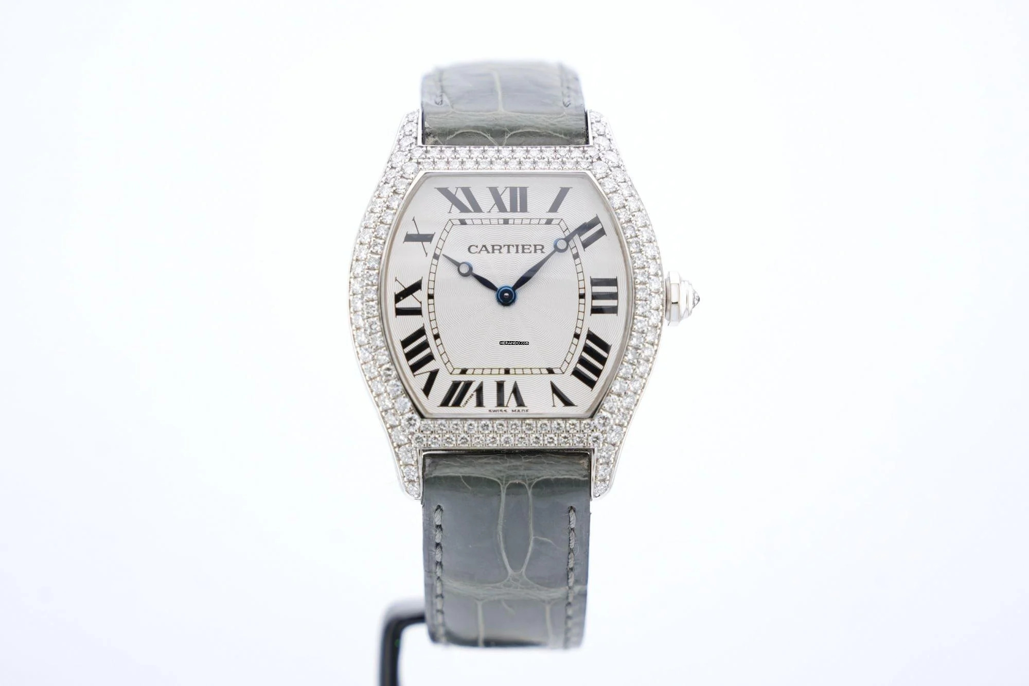  Cartier Tortue White Gold Grand Model XL Factory Diamonds - With Box And Papers - 2497 2001 