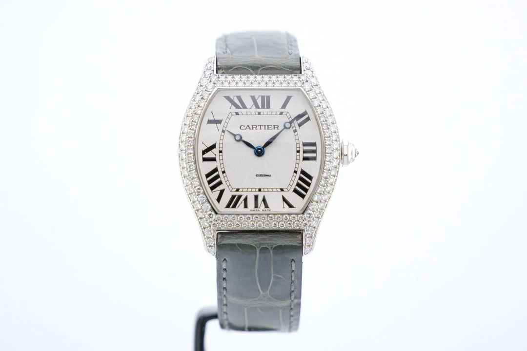 Cartier Tortue White Gold Grand Model XL Factory Diamonds - With Box And Papers - 2497 2001 