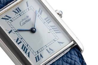Thumbnail von Cartier Tank must Tank White blue Roman Dial 925 Silber Quarz Medium Ref. 681006