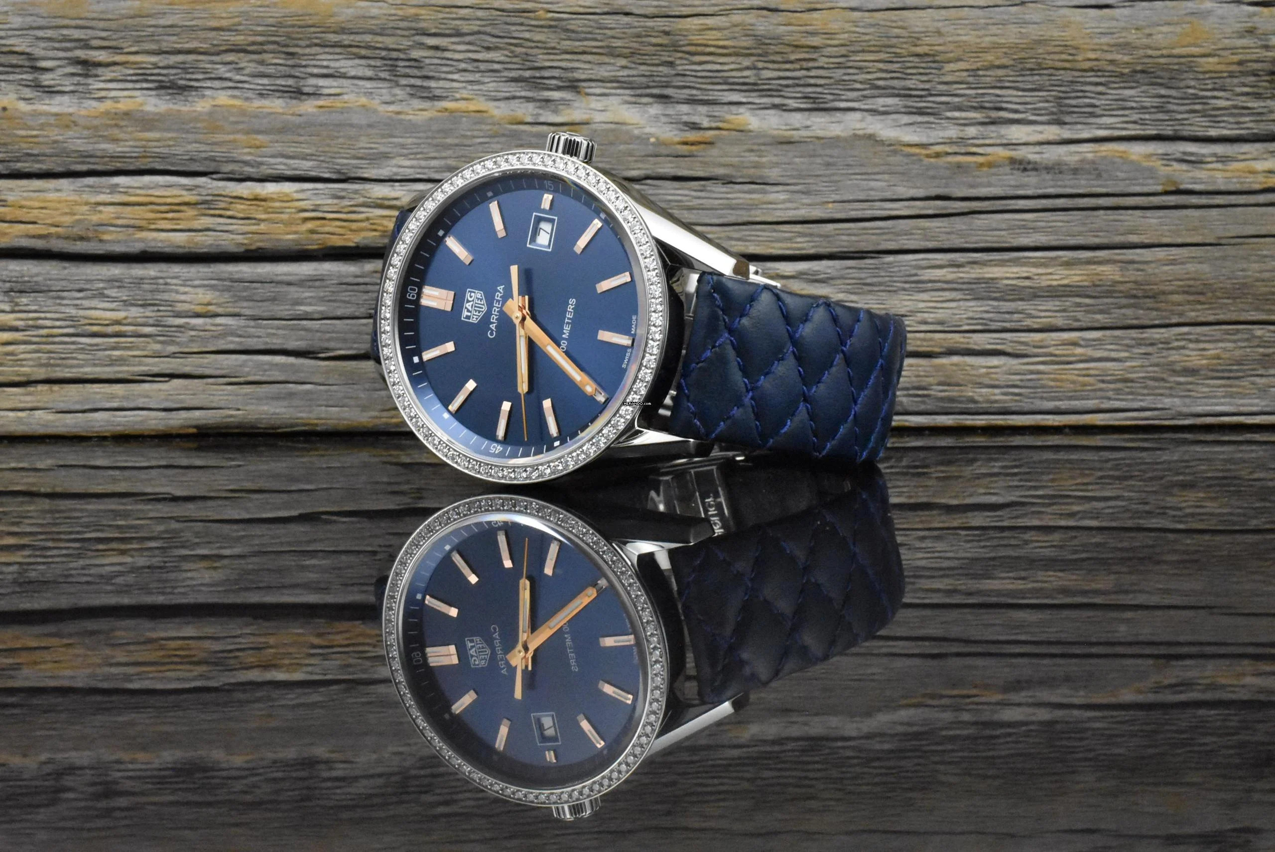 TAG Heuer Carrera Quartz 39 Blue Dial - Factory Diamond Bezel