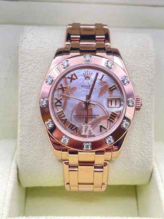  Rolex Lady-Datejust Pearlmaster ROSEGOLD 18KT. BOX AND PAPERS LIKE NEW year:2012 GOLDUST DREAM DIAL M.O.P. 