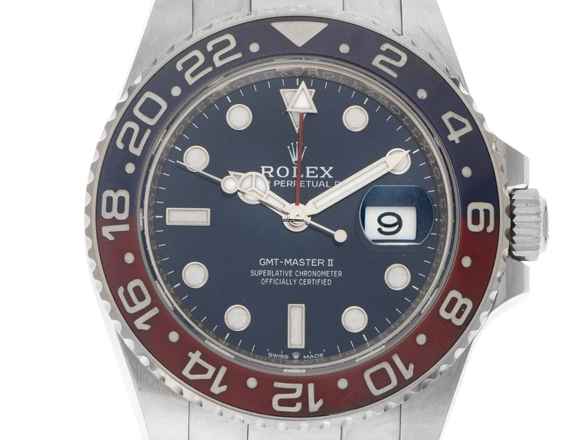  Rolex GMT-Master II Ref.126719BLRO Full Set wie Neu GMT Master II 18kt Weißgold Pepsi 