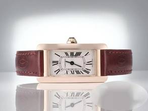 Thumbnail von Cartier Tank Américaine Rosegold 750 2015 Lederband W2607456 Damen 18kt Rose Gold
